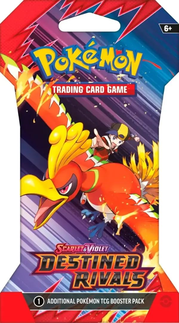 Pokémon Scarlet & Violet Destined Rivals pack in hand, ready for trading.