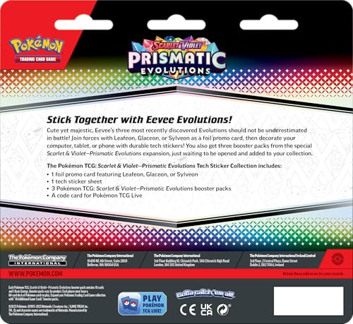 Pokemon Prismatic Evolutions sticker sheet provides extra customization options for personal setups and battles.