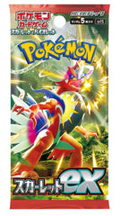 Pokémon Scarlet ex Box close-up reveals vivid cards and collector excitement.