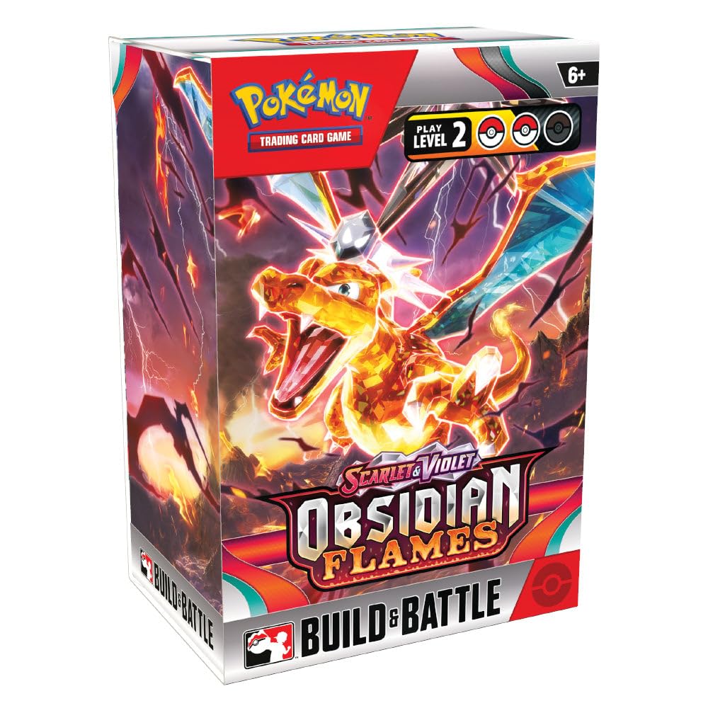 Pokémon SV03 Obsidian Flames Build & Battle Box front view, ideal for display and collection.