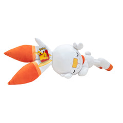 Pokemon Scorbunny 18in sleeping plush offers cozy snuggles and soft fabric for bedtime comfort
