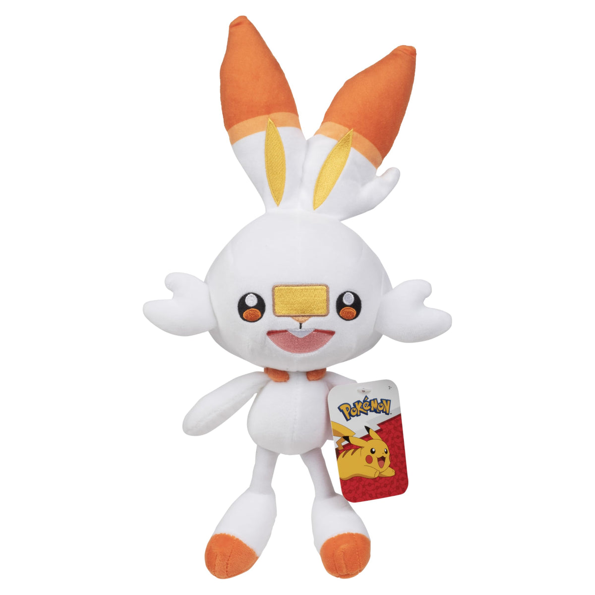 Pokémon Scorbunny plush 8-inch front view, soft and cuddly for kids