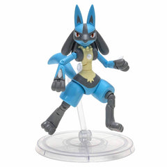 Pokemon Lucario Select figure in dynamic pose highlights articulation for display.