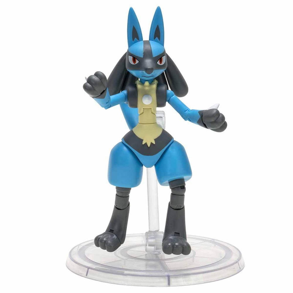 Pokemon Lucario 6-inch figure shows over 15 joints for versatile action poses.