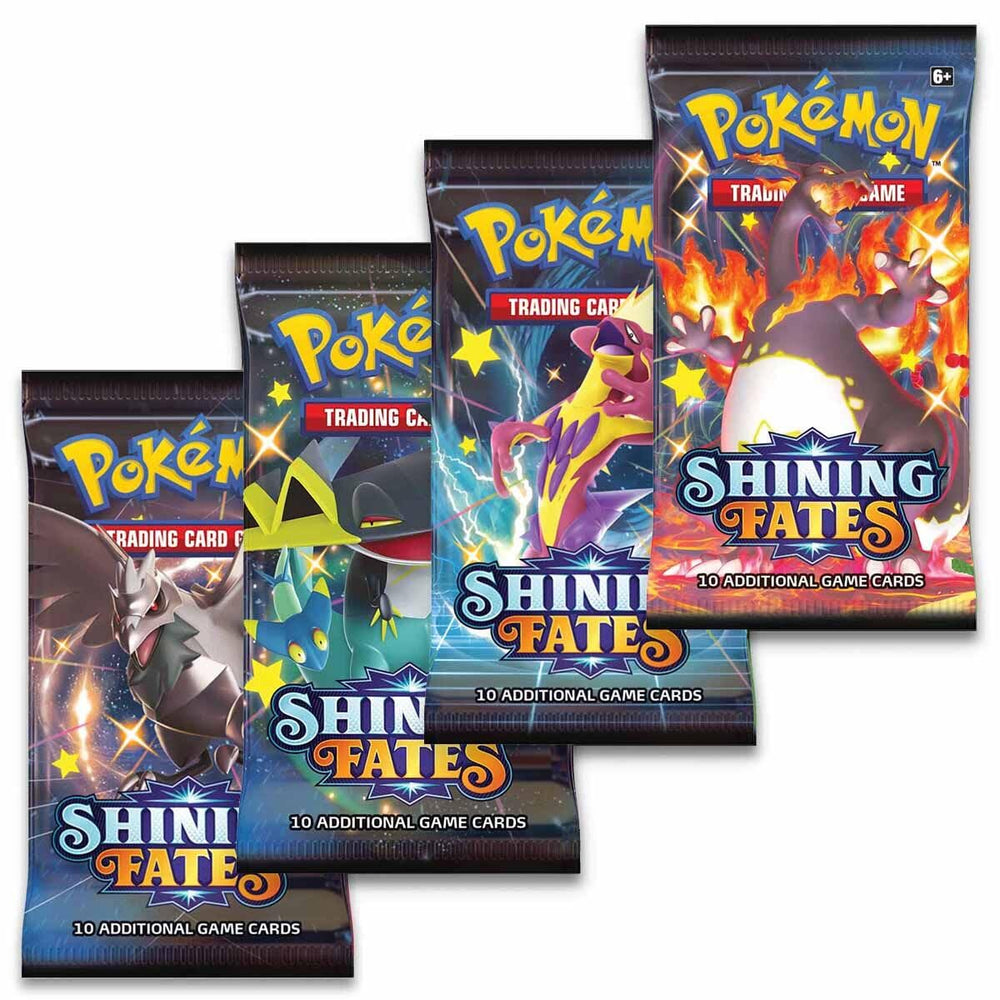 Pokémon Shining Fates booster packs add exciting pulls to your collection.