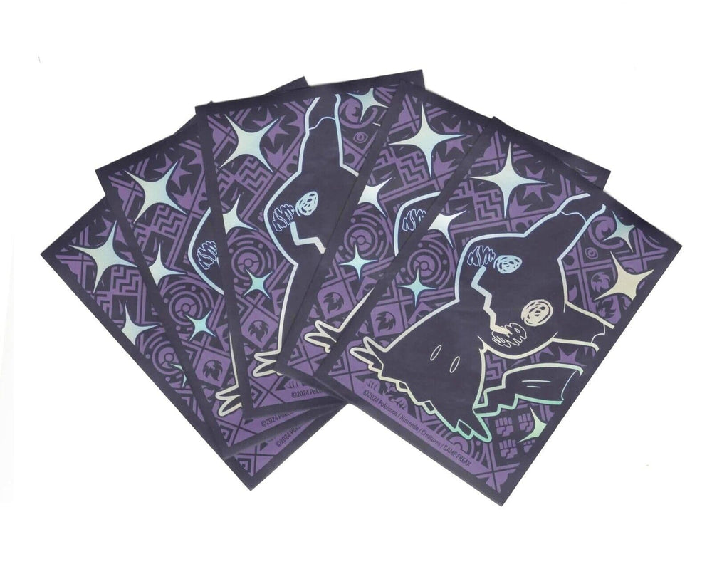 Pokémon Shiny Mimikyu sleeves protect cards while highlighting Paldean Fates artwork.