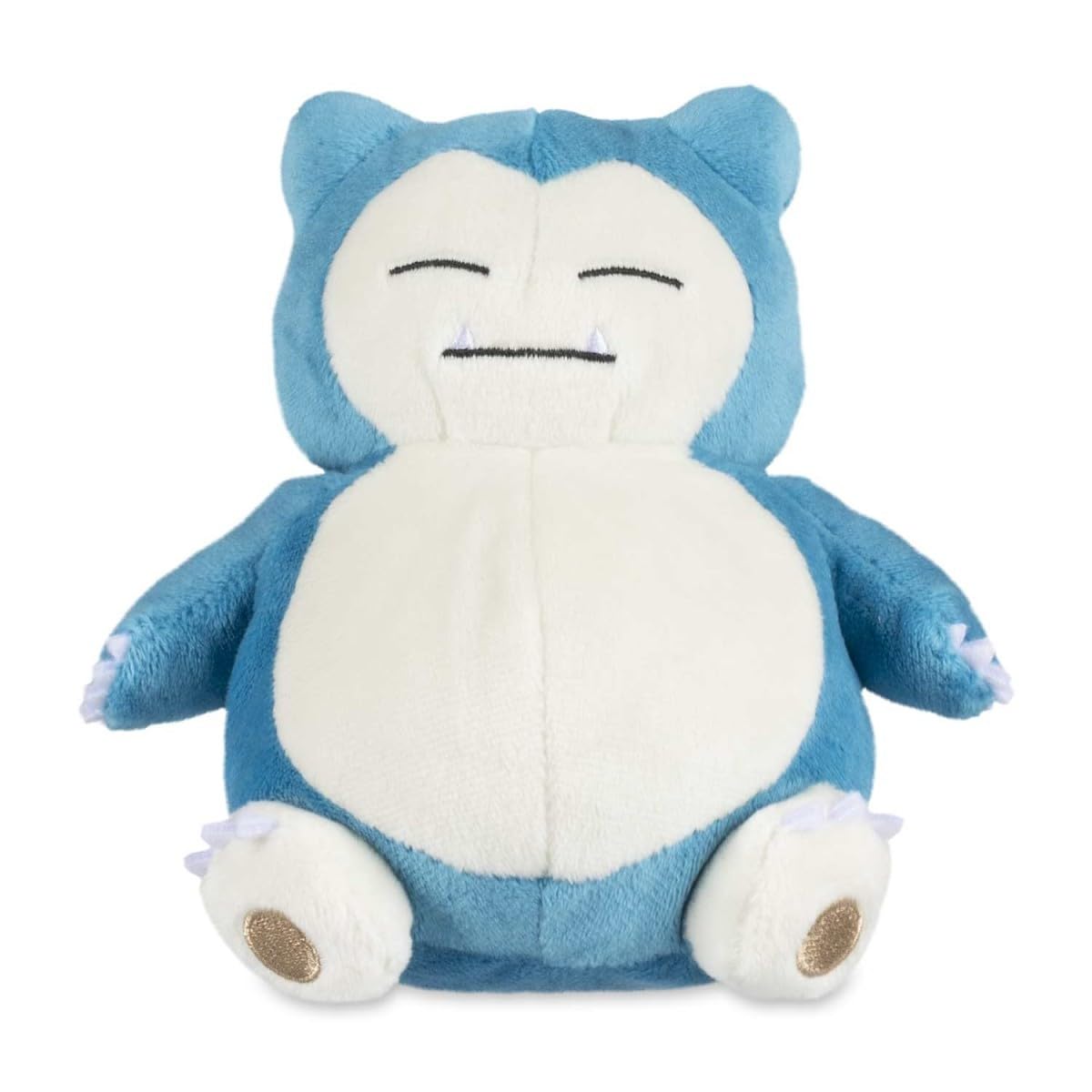 Pokémon Snorlax Sitting Cuties Plush displayed on a shelf as playful room décor.