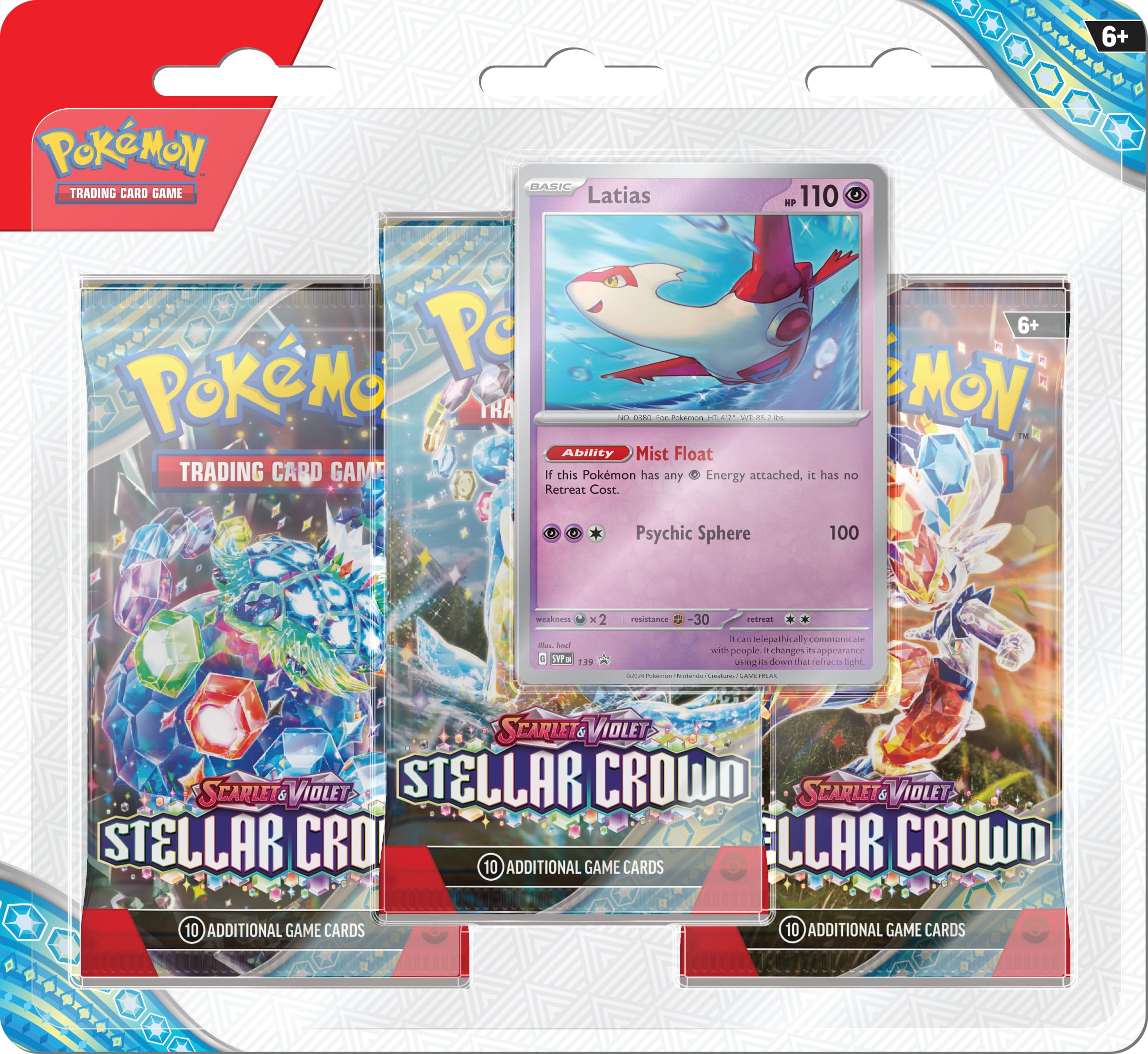 Pokémon Stellar Crown blister featuring Latias foil promo for collection and gameplay