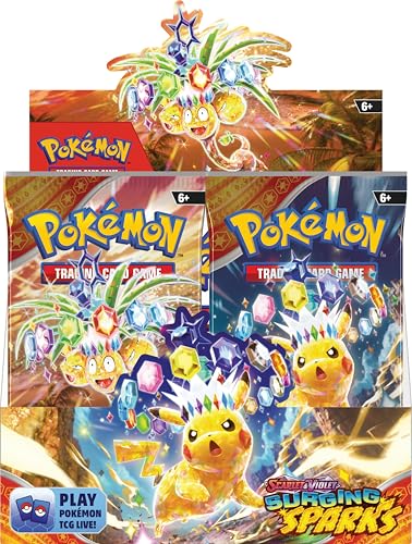 Pokémon Surging Sparks booster packs spread showcases 36 packs for eager collectors