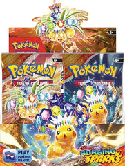 Pokémon Surging Sparks booster packs spread showcases 36 packs for eager collectors