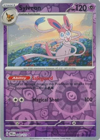 Pokemon Sylveon 040/131 reverse foil card from Prismatic Evolutions, ideal for collectors and trading