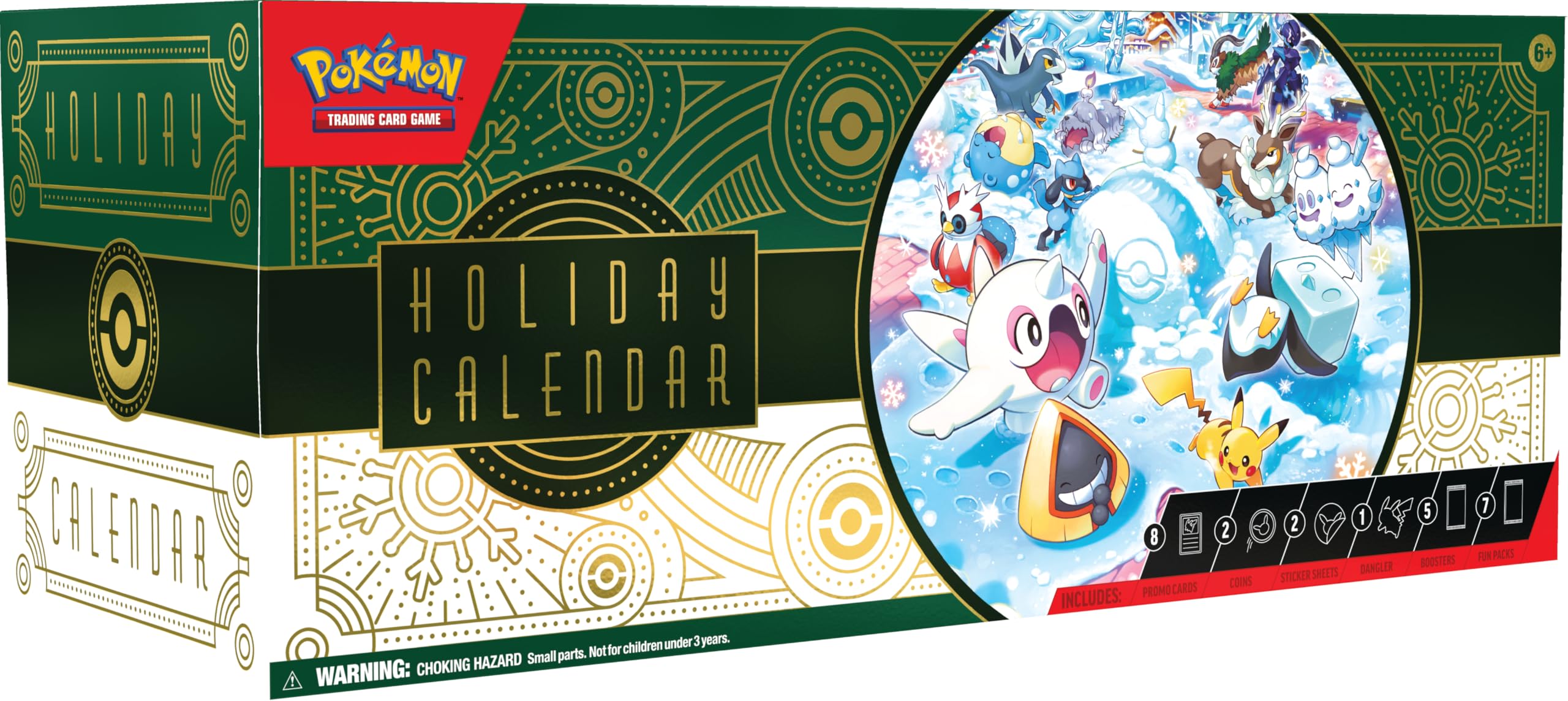 Pokémon TCG Holiday Calendar foil cards with festive stamp for collection
