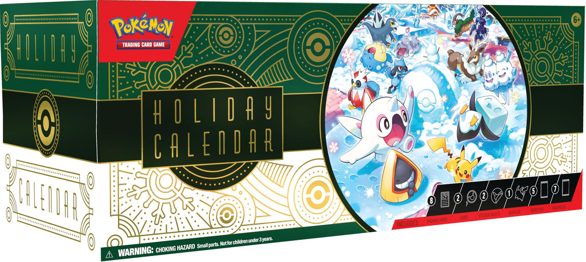 Pokémon TCG Holiday Calendar foil cards with festive stamp for collection
