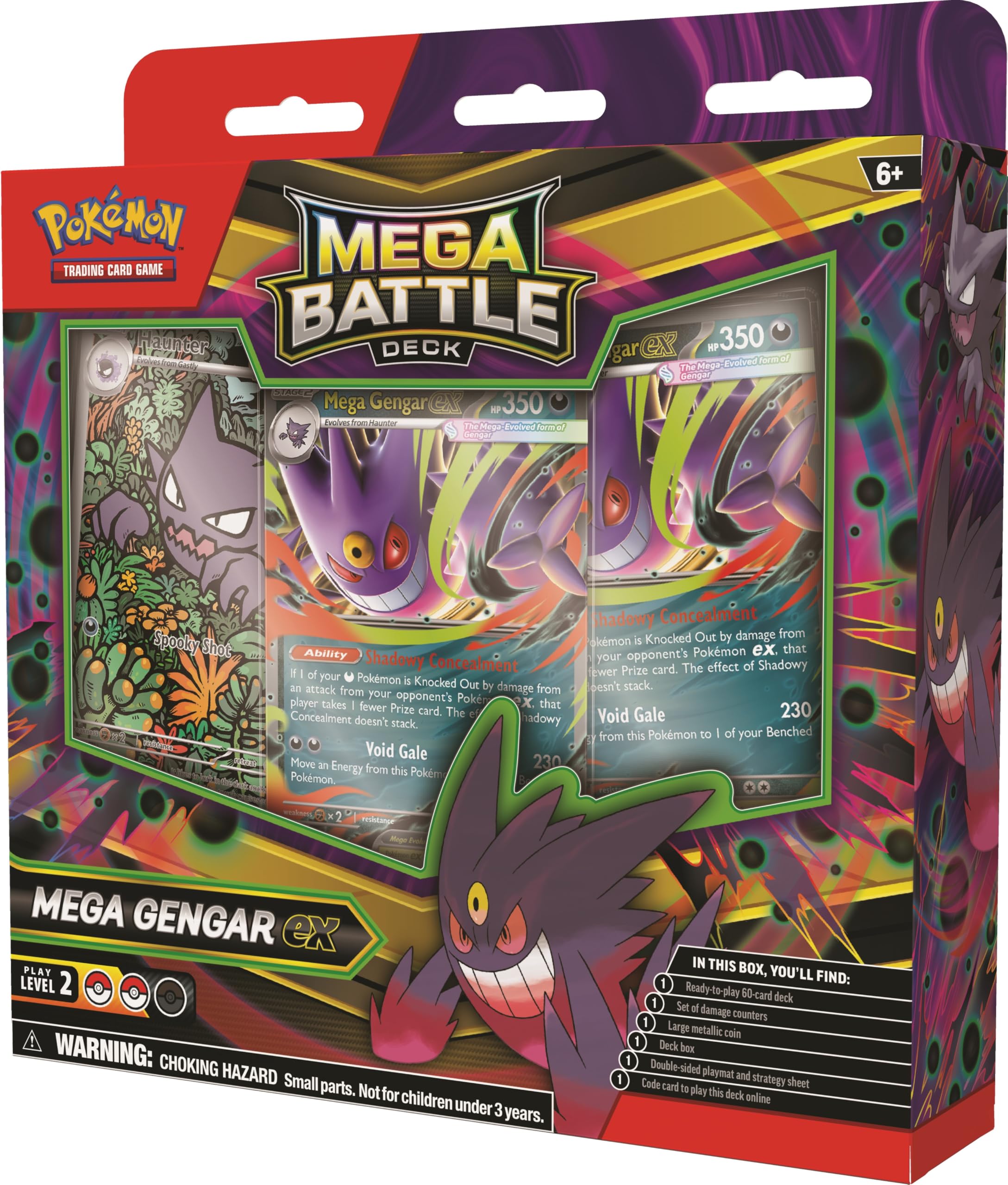 Pokémon TCG Mega Gengar ex deck box protects cards during transport.