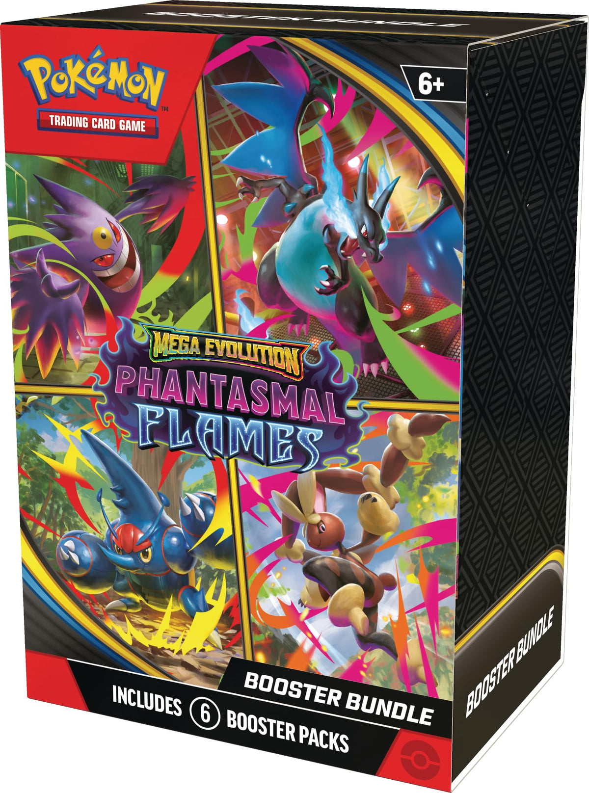 Pokémon TCG Mega Evolution Phantasmal Flames booster bundle pack front, ideal for new collectors