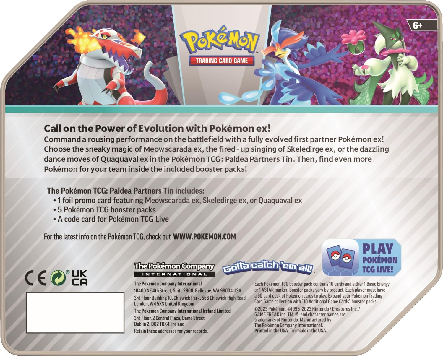 Pokémon TCG Paldea Partners Tin booster packs diversify your deck and strategy.
