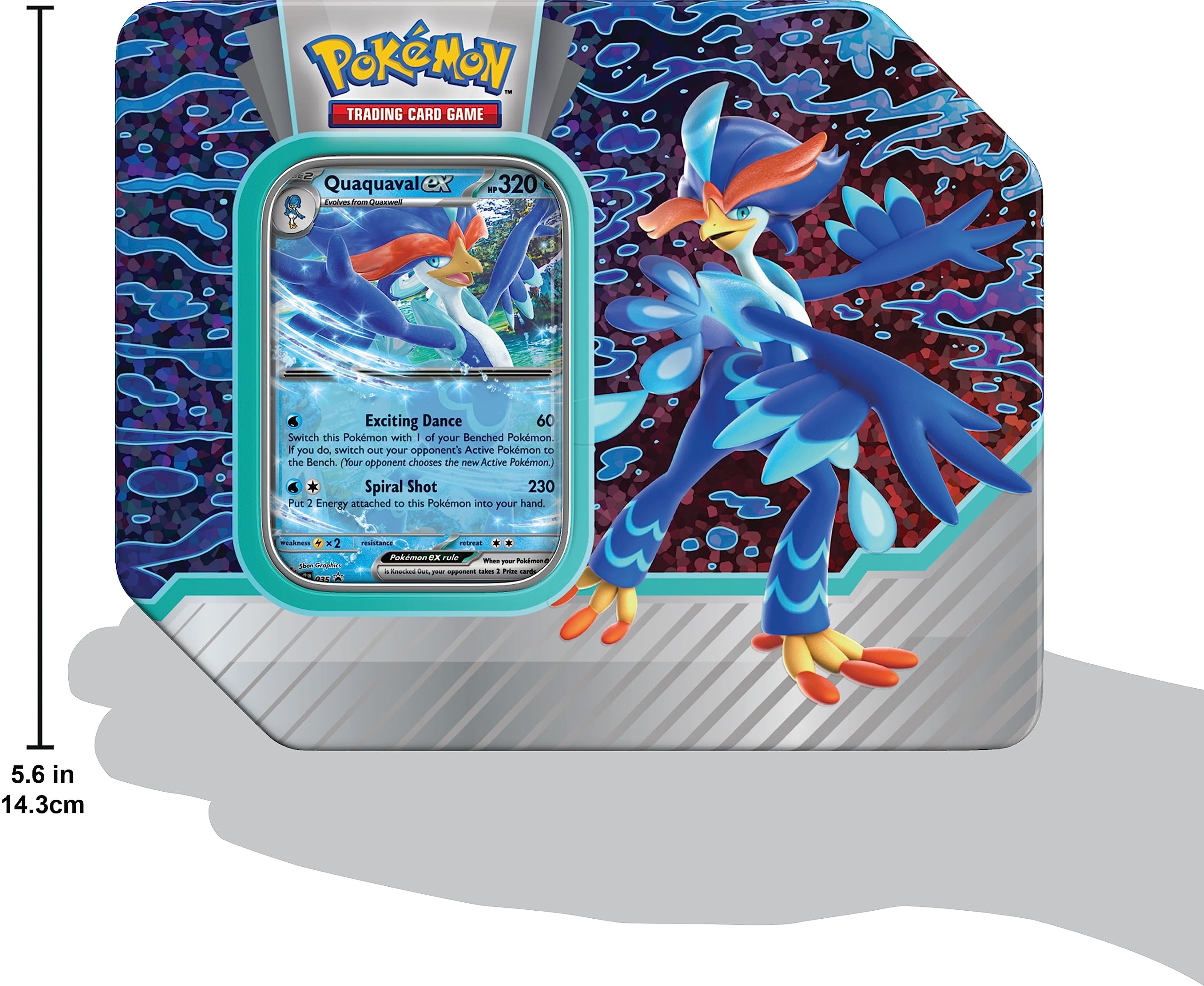 Pokémon TCG Paldea Partners Tin front view highlights collectible packaging and shelf appeal.