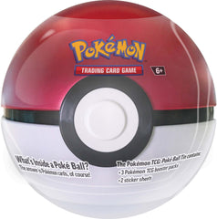 Pokemon TCG Q4 Poke Ball Tins contents inside view, booster packs and stickers.