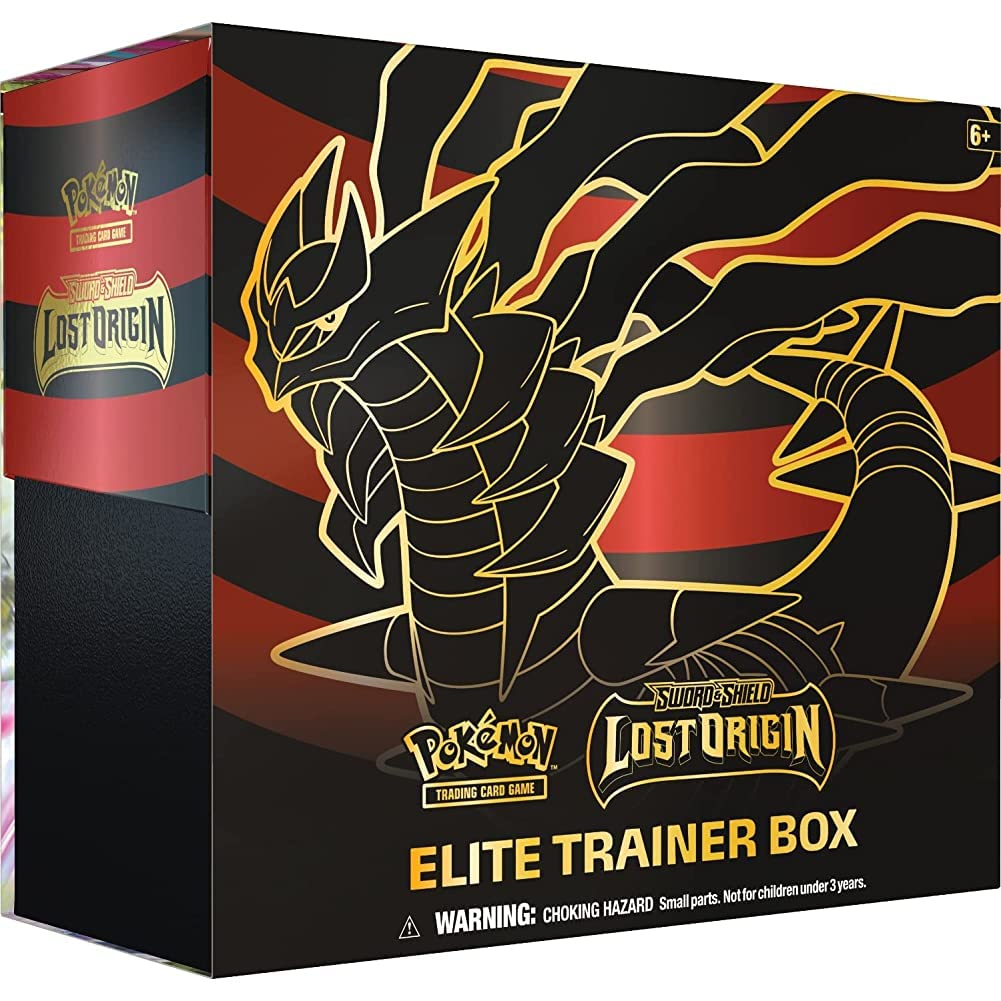 Pokemon TCG SAS11 Lost Origin Elite Trainer Box front image with Giratina sleeves for premium protection.
