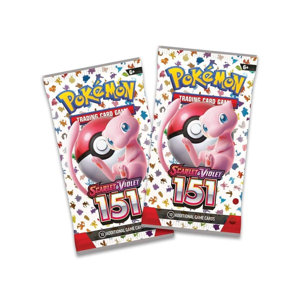 Pokemon TCG Scarlet and Violet 151 Mini Tin boosters show two packs for expanded play