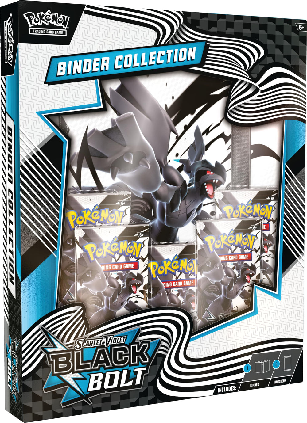 Pokémon TCG Scarlet and Violet Black Bolt binder cover, ideal for organizing and displaying cards.