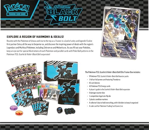 Pokemon TCG Scarlet & Violet Black Bolt ETB full-art Thundurus promo card for showcasing rarity.