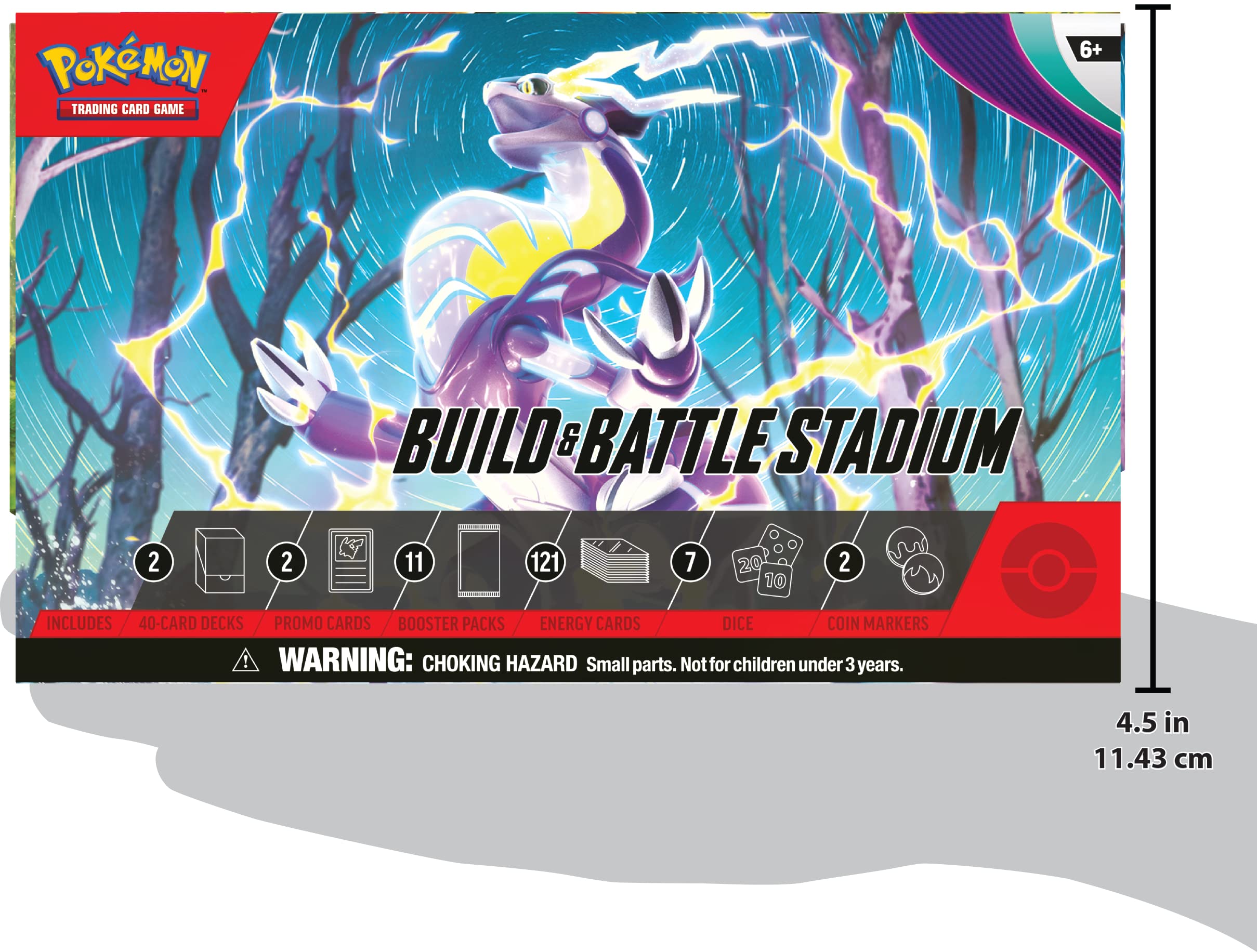 In‑action shot of Pokémon TCG Scarlet & Violet Build & Battle Stadium during play