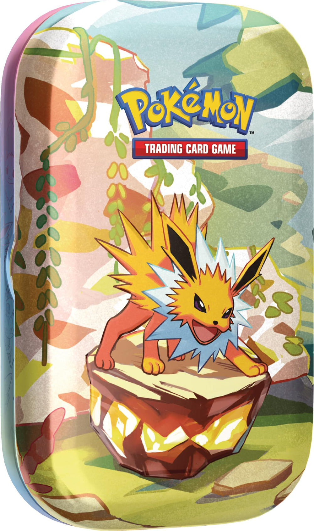 Pokémon TCG Jolteon mini tin art, perfect for display and collection.