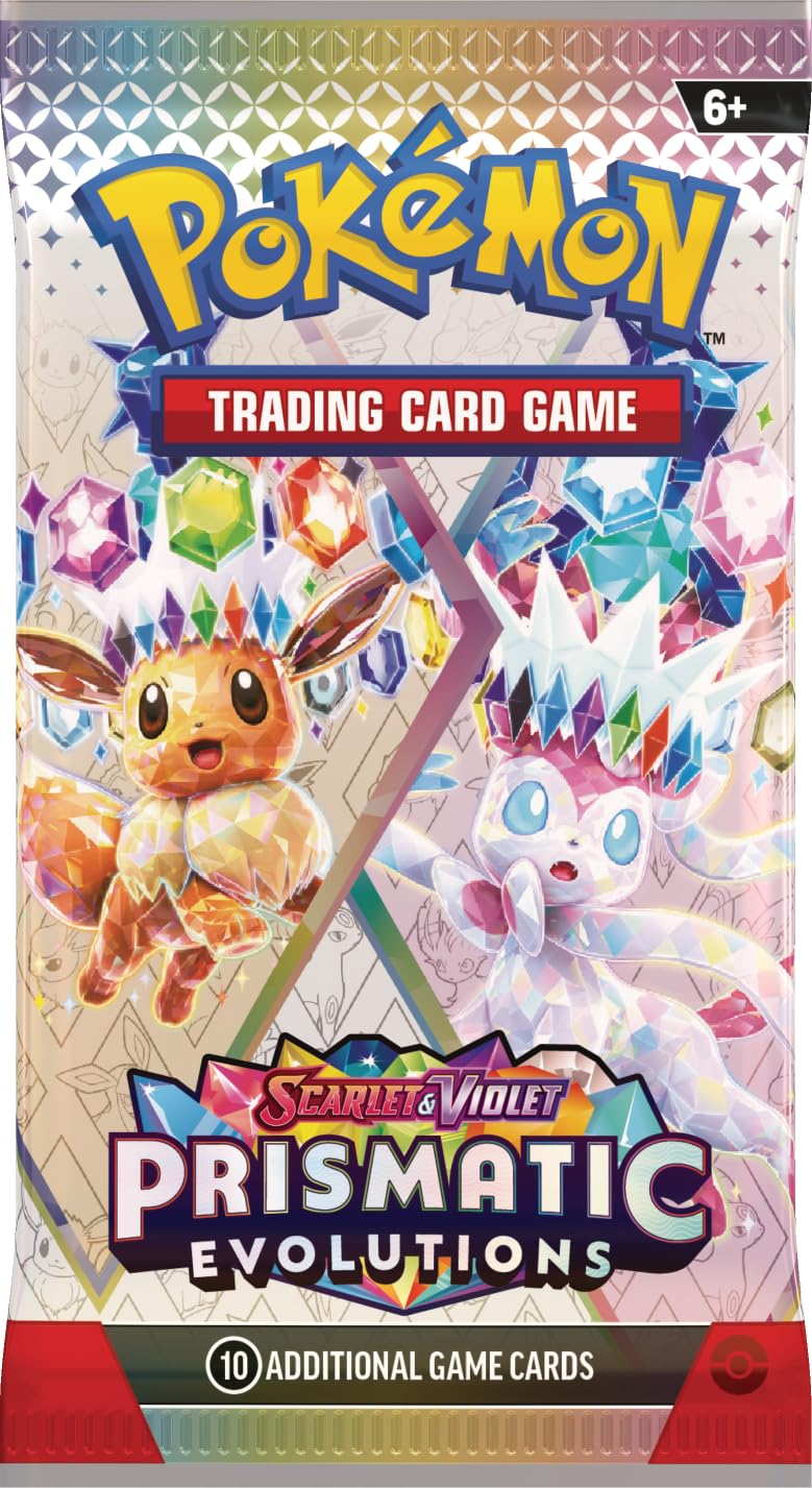 Pokemon TCG Scarlet & Violet Prismatic Evolutions pack-opening-scene captures excitement, ideal for social media.