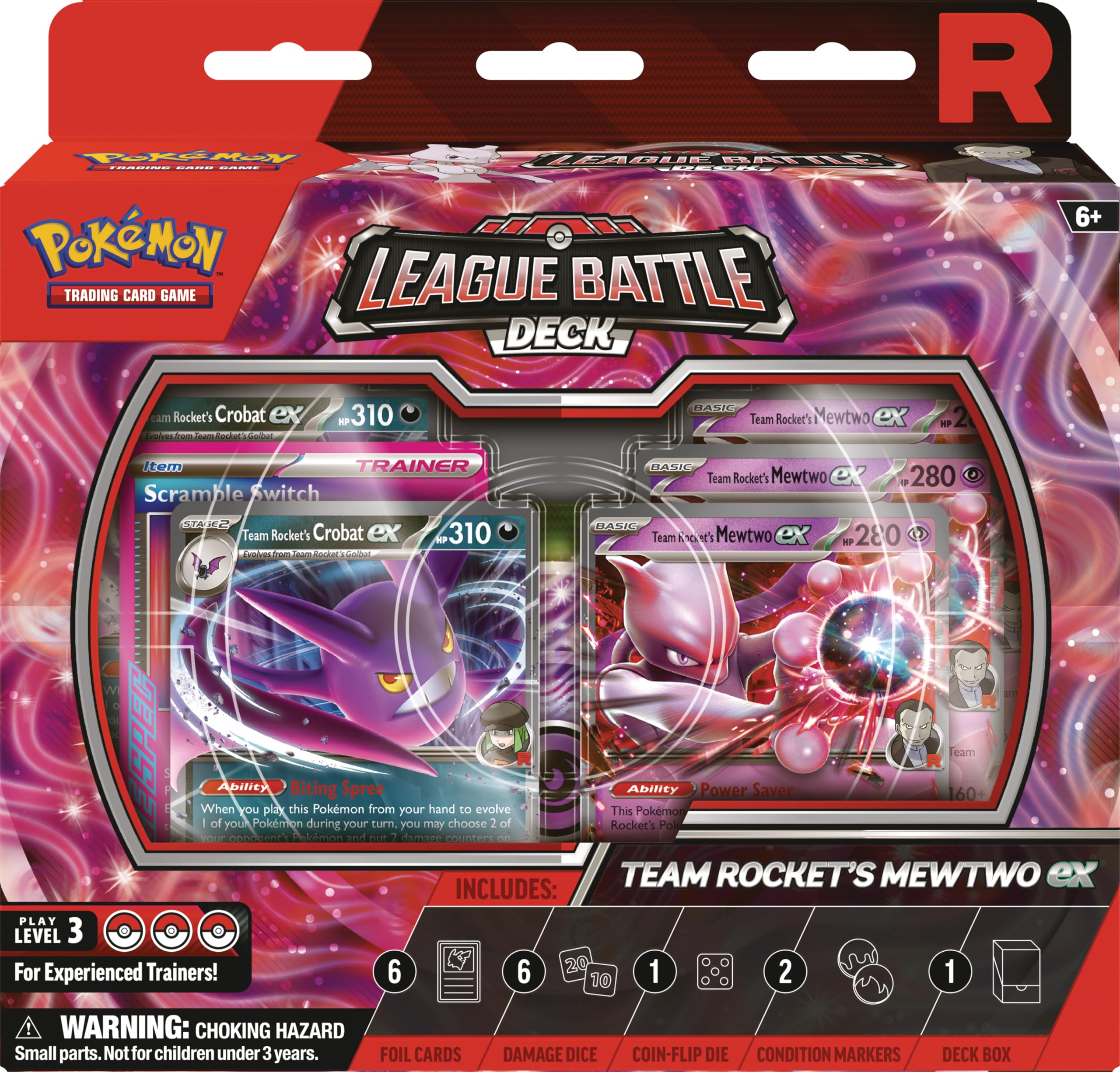 Pokemon Team Rocket’s Mewtwo ex deck front ready for quick play sessions.