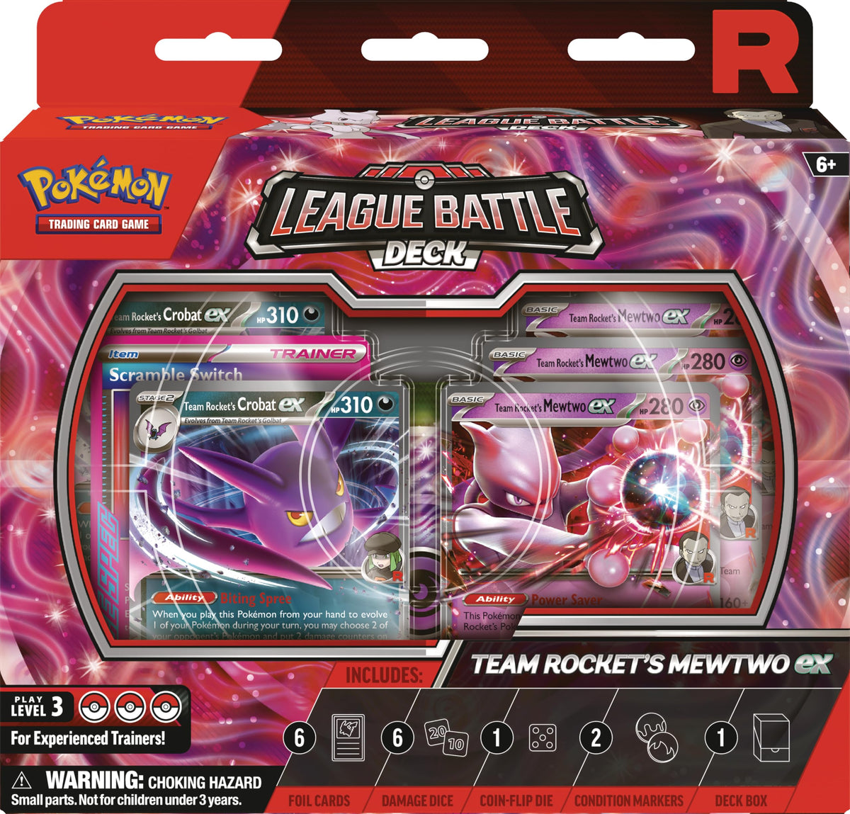 Pokemon Team Rocket’s Mewtwo ex deck front ready for quick play sessions.