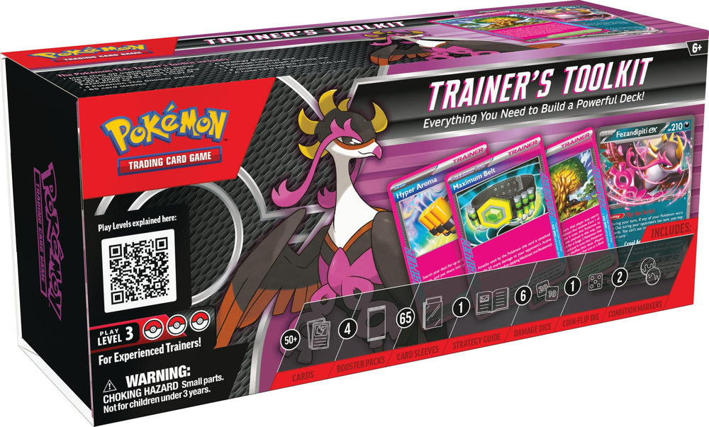 Pokemon TCG Trainer's Toolkit cover with boosters and sleeves for quick deck building.