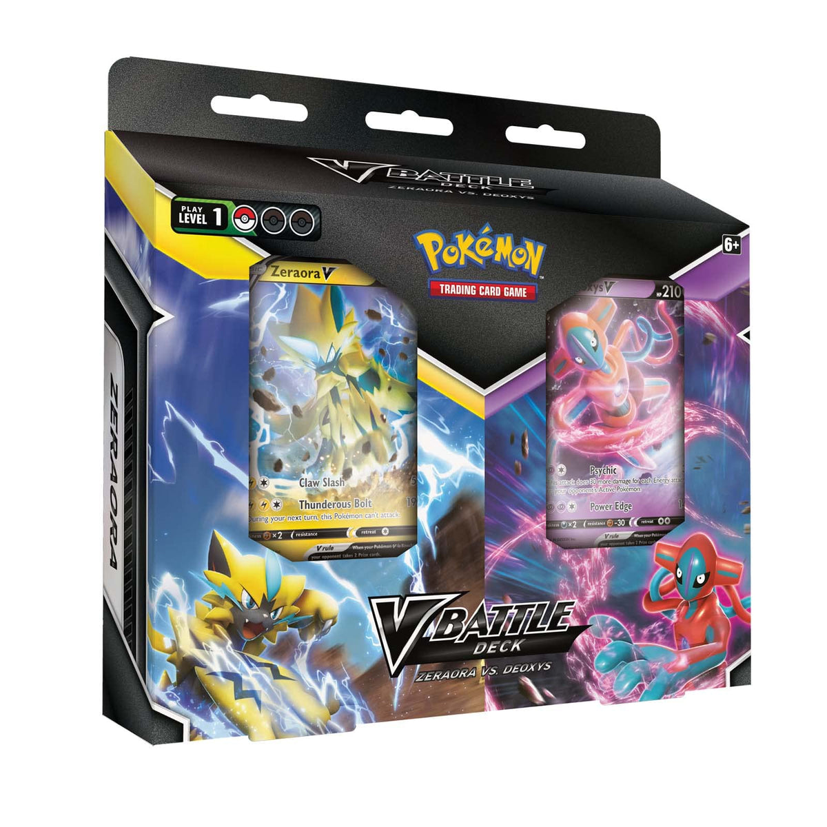 Pokemon TCG V Battle Decks front box with Zeraora and Deoxys ready for play