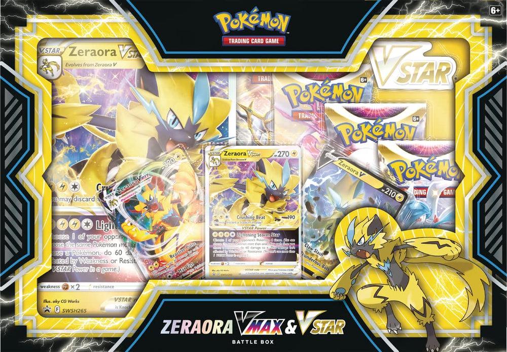 Pokemon Zeraora VMAX VSTAR Battle Box packshot with booster packs ready to build a deck