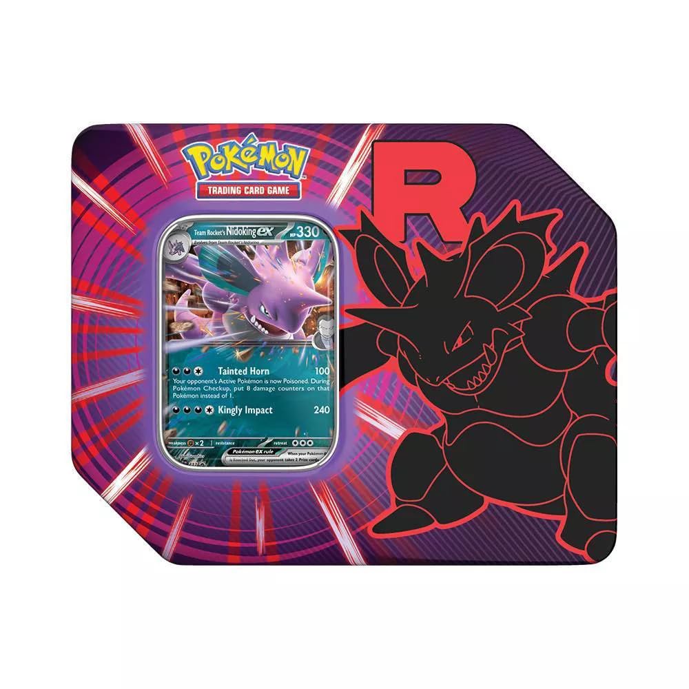 Pokémon Team Rocket collector tin shown as display and card storage solution