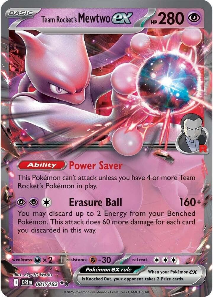 Pokémon Team Rocket's Mewtwo ex card front highlighting double rare status for collection