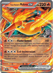 Pokemon Team Rocket's Moltres ex card 031/182 for display and collection.