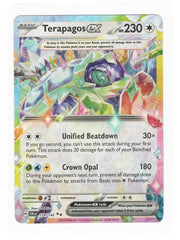 Pokémon Terapagos ex 128/142 card front highlights Stellar Crown rarity and collectibility