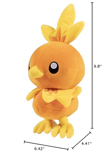 Gift-ready Torchic plush with official tag for fans and gifting.