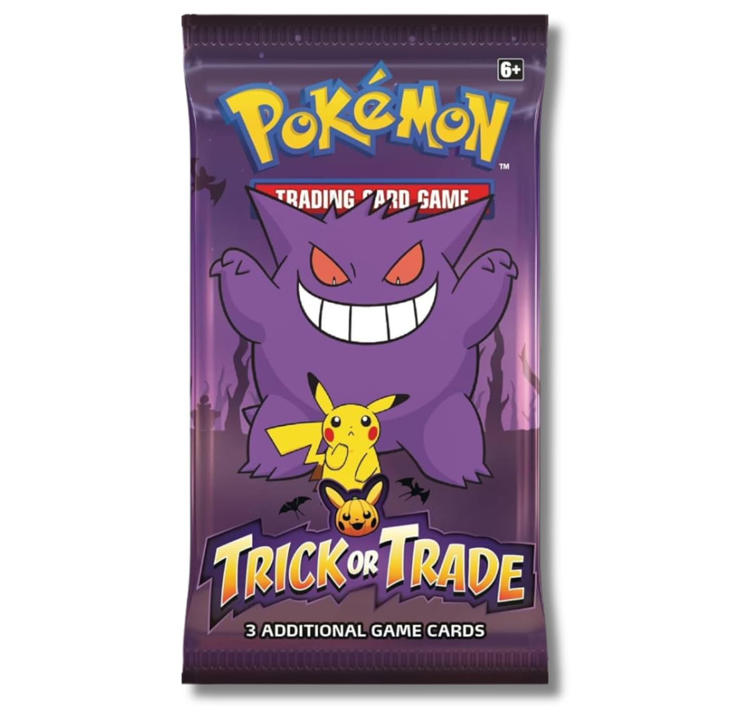 Pokémon Gengar and Pikachu mini booster pack for Trick or Trade adds surprise cards to your collection.