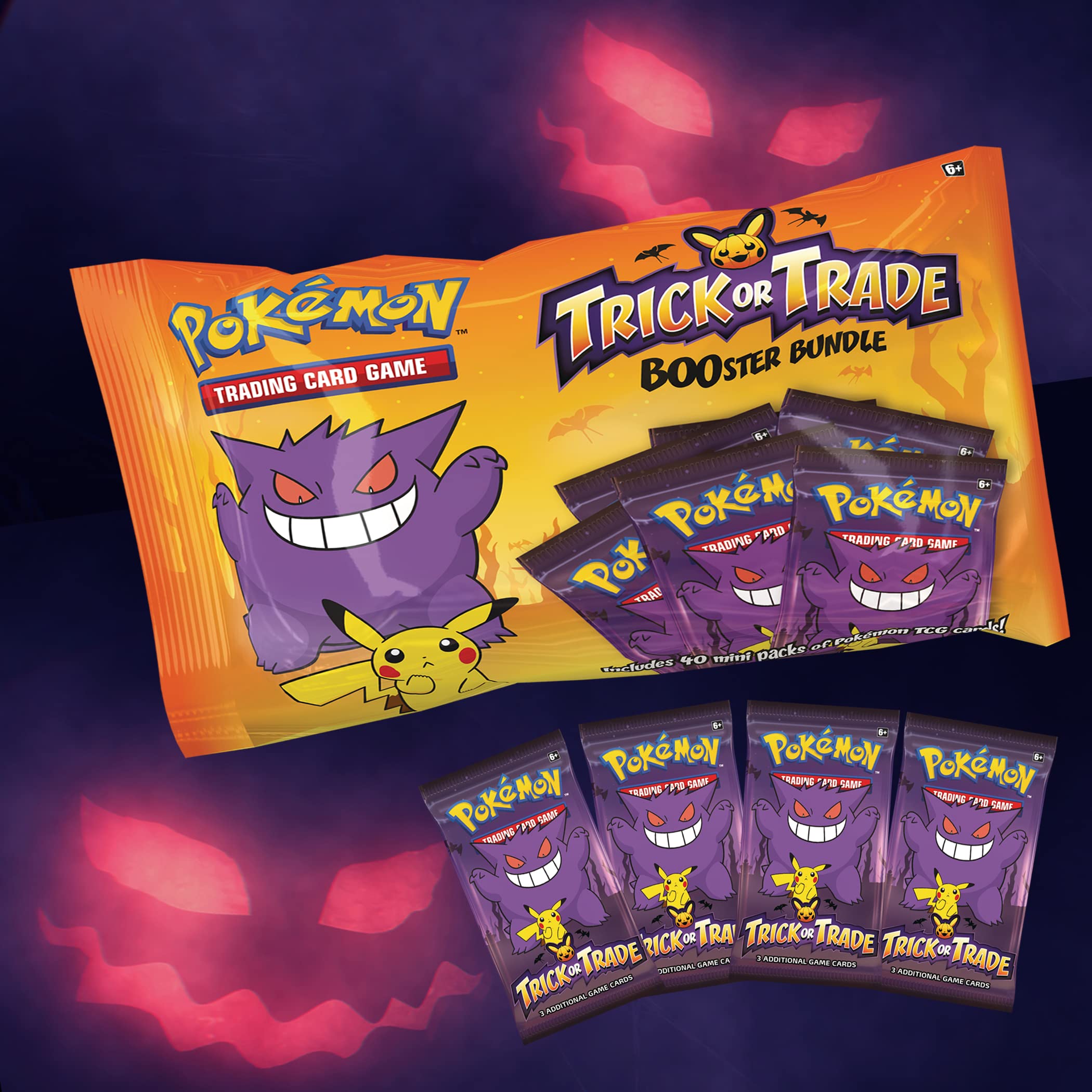 Pokémon Trick or Trade Halloween booster bundle colorfully printed cards attractively arranged for gifting