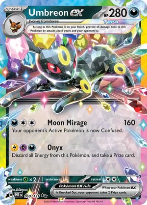 Pokemon Umbreon ex 060/131 foil card from Prismatic Evolutions, ideal for display and collection