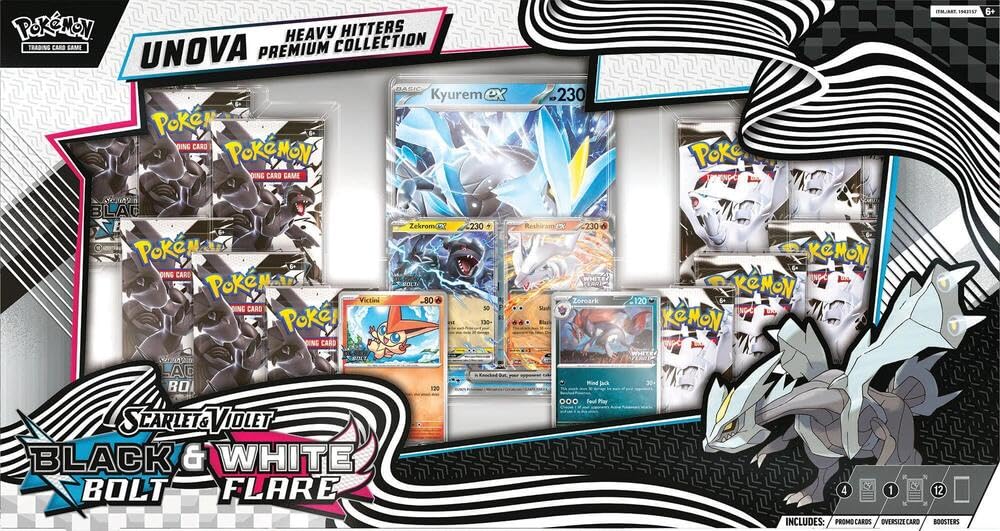 Pokémon Unova Heavy Hitters promo cards and Kyurem ex display card for collectors.