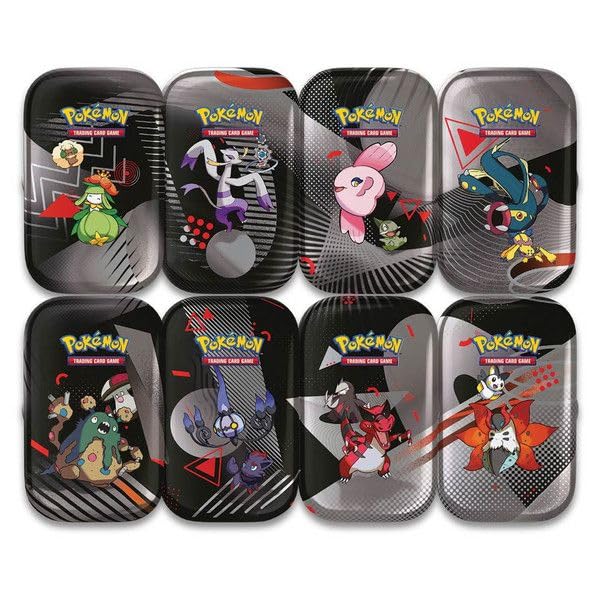 Pokemon Unova SV10.5 mini tins display with collectible cards and stickers for quick collection