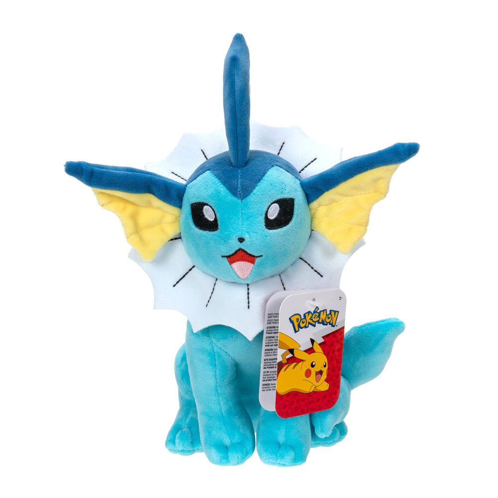 Pokémon Vaporeon 8-inch plush with ultra-soft fur, perfect for cuddles.
