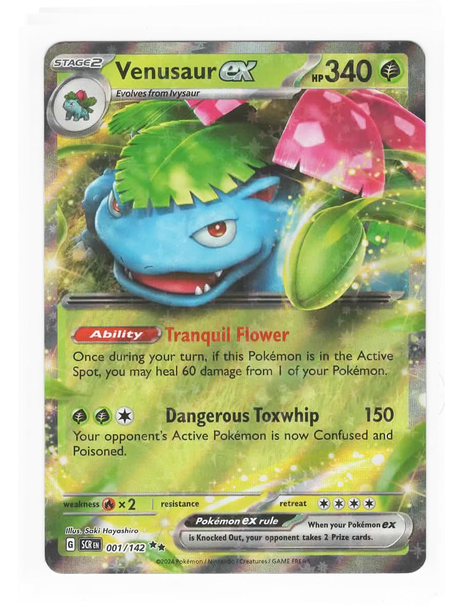 Pokémon Venusaur ex Stellar Crown card front view, ideal for display and collection.