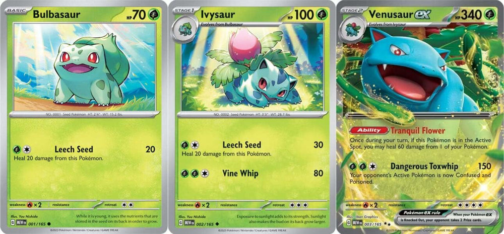 Pokemon Venusaur ex 003/165 card close-up, ideal for display and collection