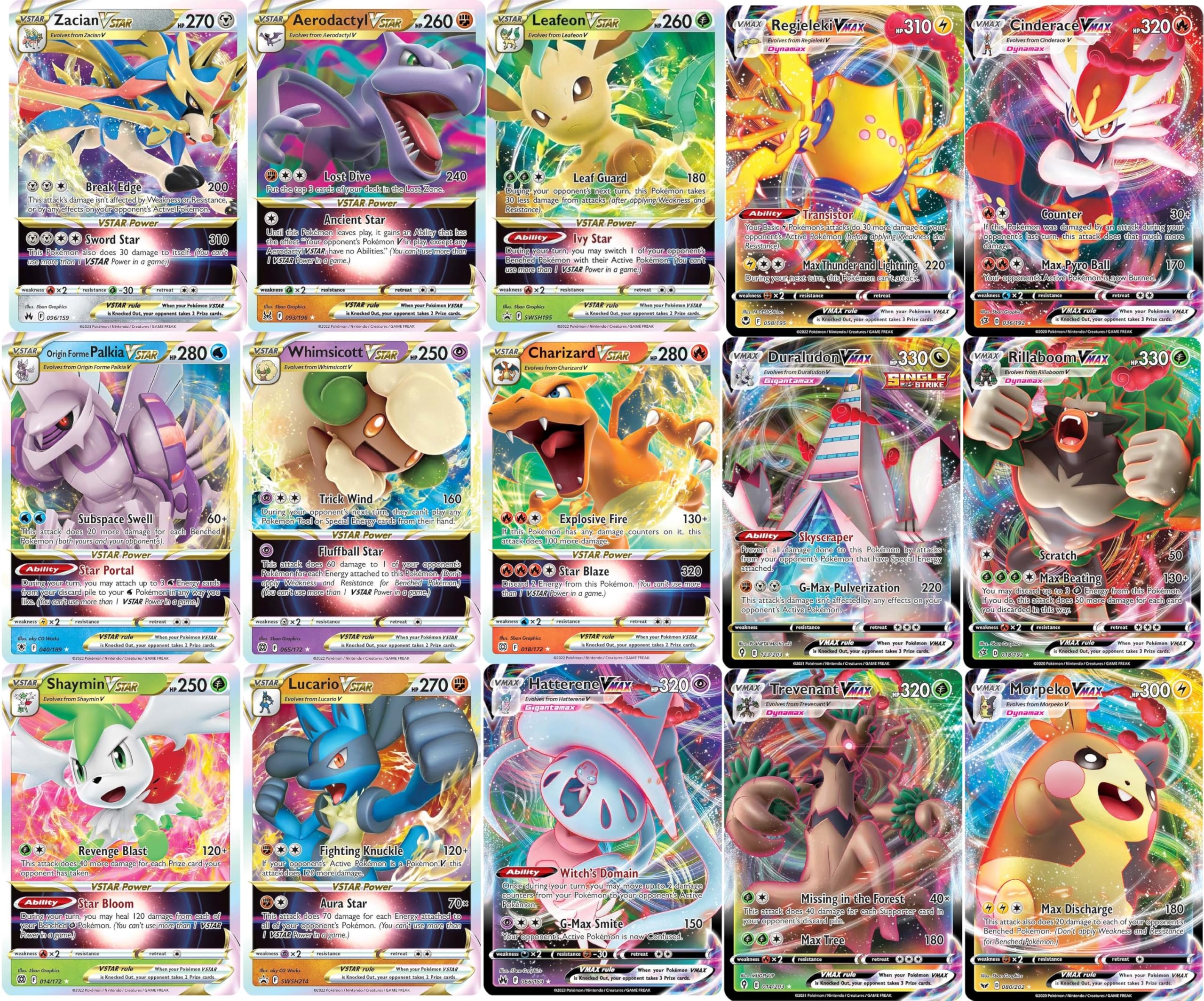 Pokemon VMAX/VSTAR bundle with full-art etched designs for eye-catching display.