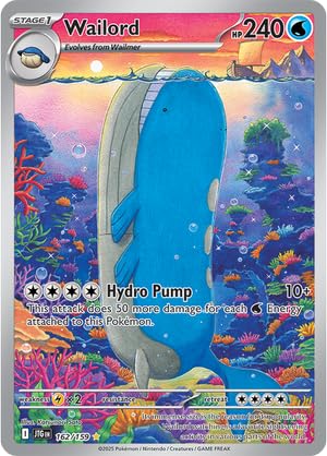 Pokemon Wailord illustration foil card for display and collection, ideal for trading and showcasing