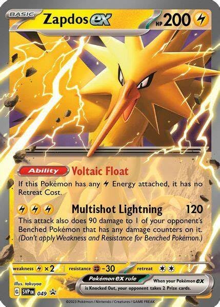 Pokemon Zapdos ex SVP 049 holo-foil card for collection and display